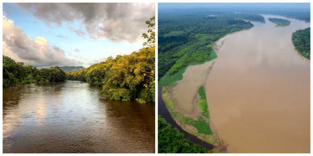 Los ríos Caquetá (izq., foto de Daniela Molano) y Putumayo (der., foto de Álvaro del Campo) surcan y le dan vida a la Amazonía colombiana.